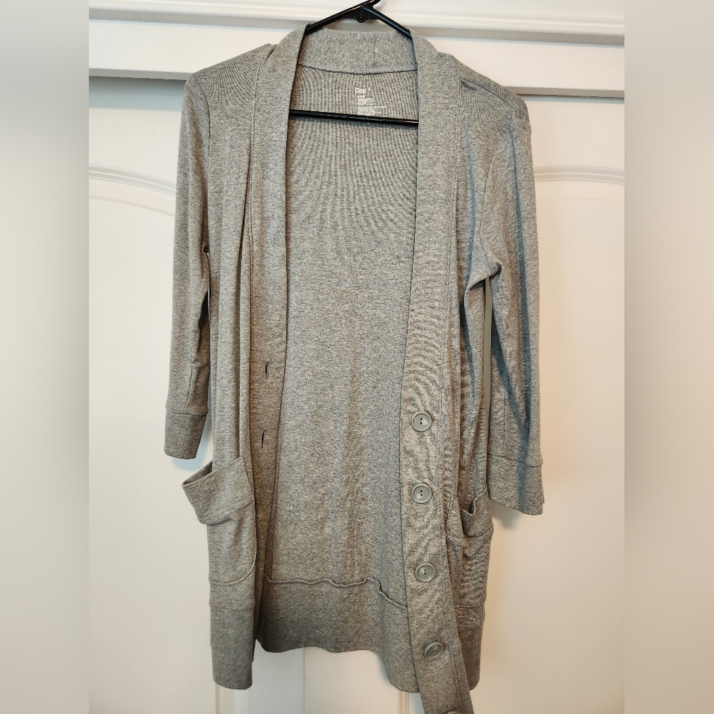 Gap Gray Button-Up Cardigan Sweater